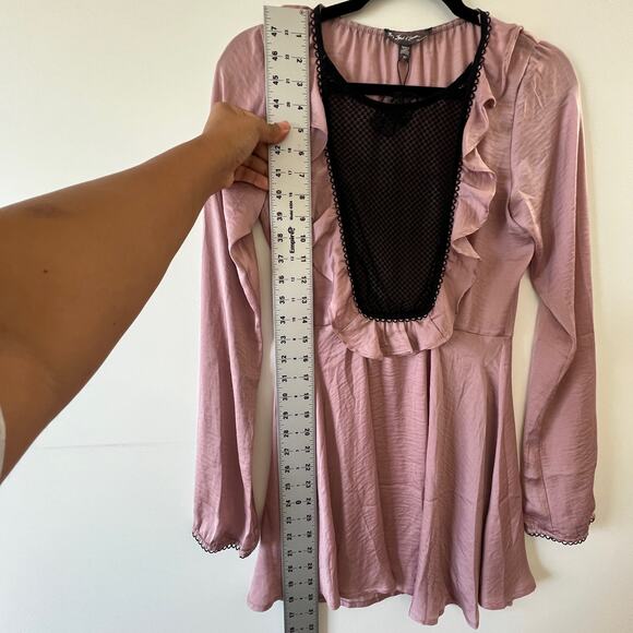 For Love & Lemons Pink Black Adriana Nightgown Mini Slip Dress Womens XS - Picture 13 of 16